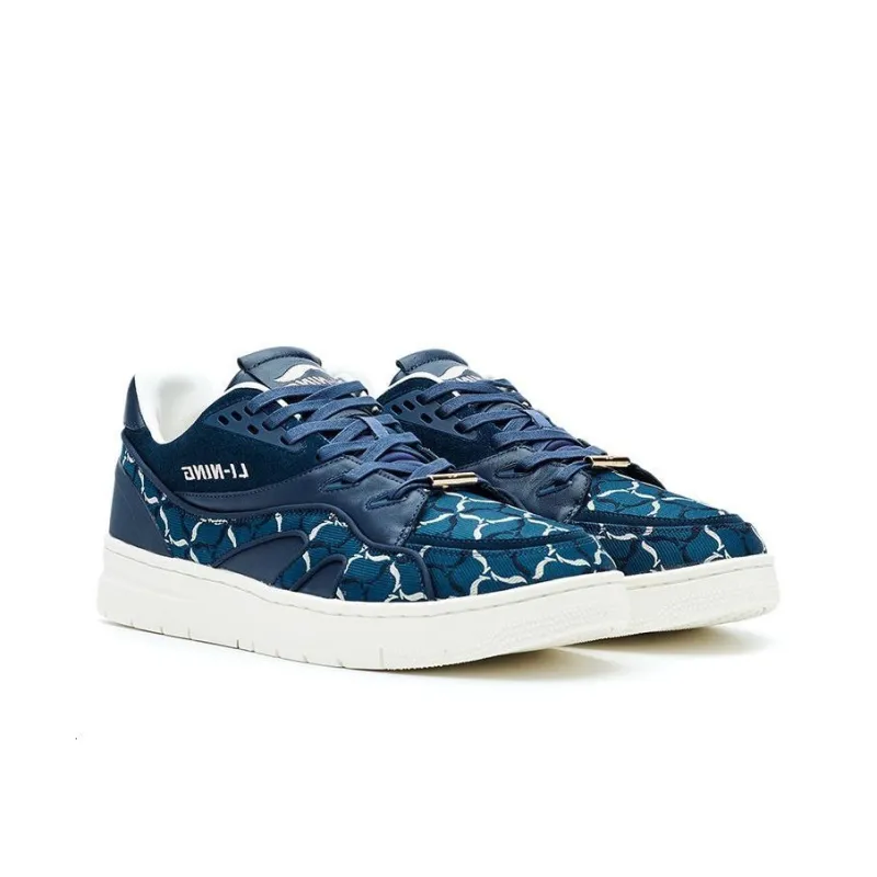 LI-NING 1990 Cushioned Wear-Resistant Lightweight Low-Top Skateboard Shoes Men's Deep Prussian Blue-2