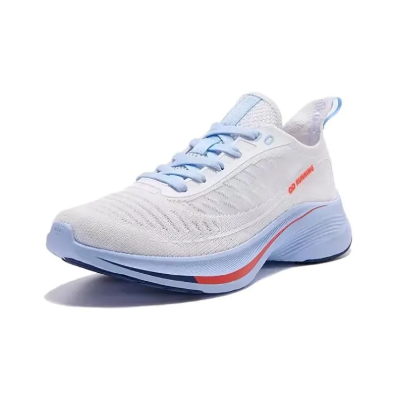 QIAODAN Slip Resistant Breathable Low Top Running Shoes Men's White Blue-2