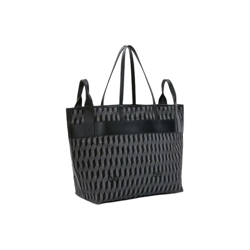 AU DEPART Reflective Jacquard Handbag Small Size Women's Black & Brown-1