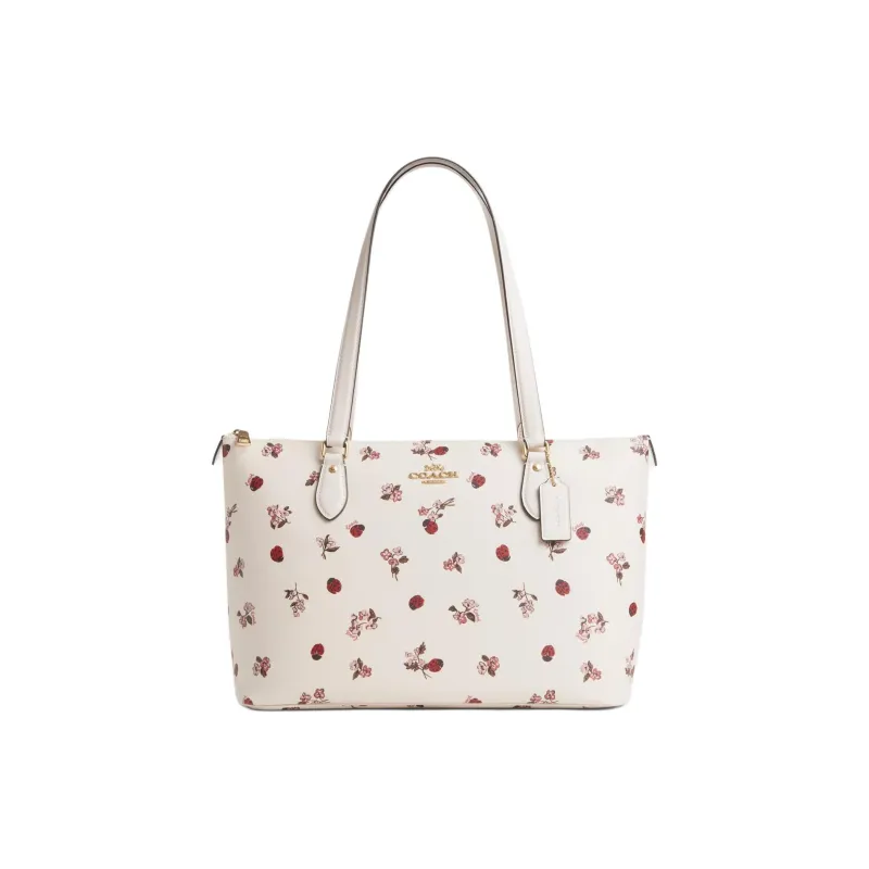 COACH Gallery Coated Canvas Tote Bag Shopping Bag Shoulder Bag Handbag Large Size Women's Gold & Chalk Multicolor-0