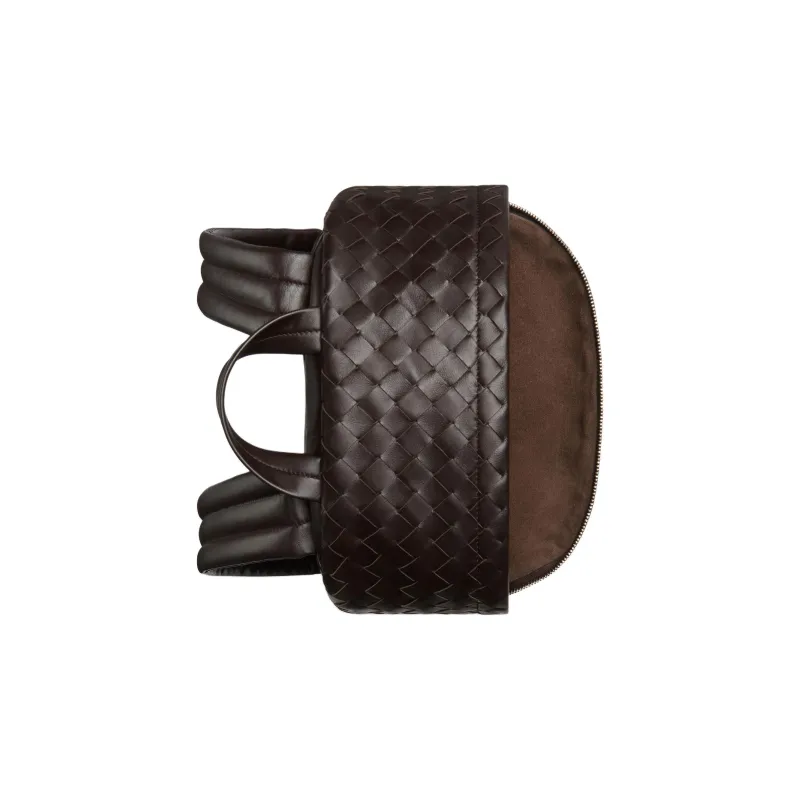 Bottega Veneta Cow Leather Backpack Medium Size Men's Chocolate Brown-3