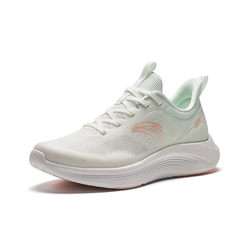 Anta Cushioning, Abrasion Resistant, Breathable, Lightweight Low Top Long Distance Running Shoes Women's White Green-1