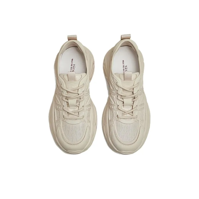 TATA Chunky Sneakers Women's Low Top Solid Color-3