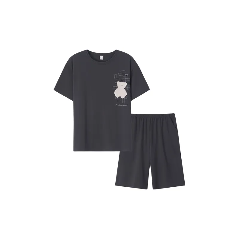Sha Qian Pajama Set Summer Men's Dark Gray-0