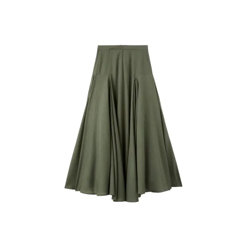 Loro Piana Flavia Skirt Casual Long Skirts Women's Green-1