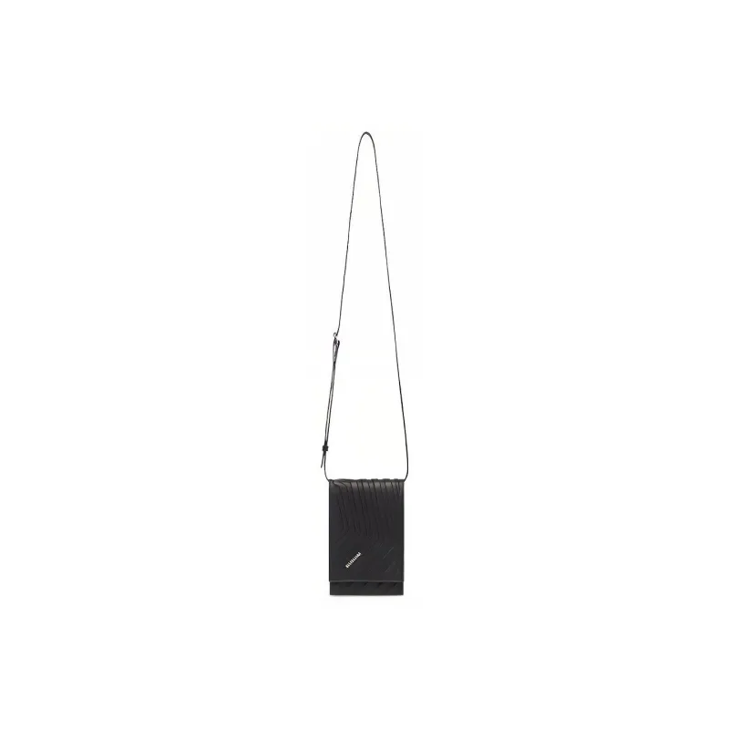 Balenciaga Car Grained Calfskin One Shoulder Crossbody Cell Phone Pouch Men's Black-2