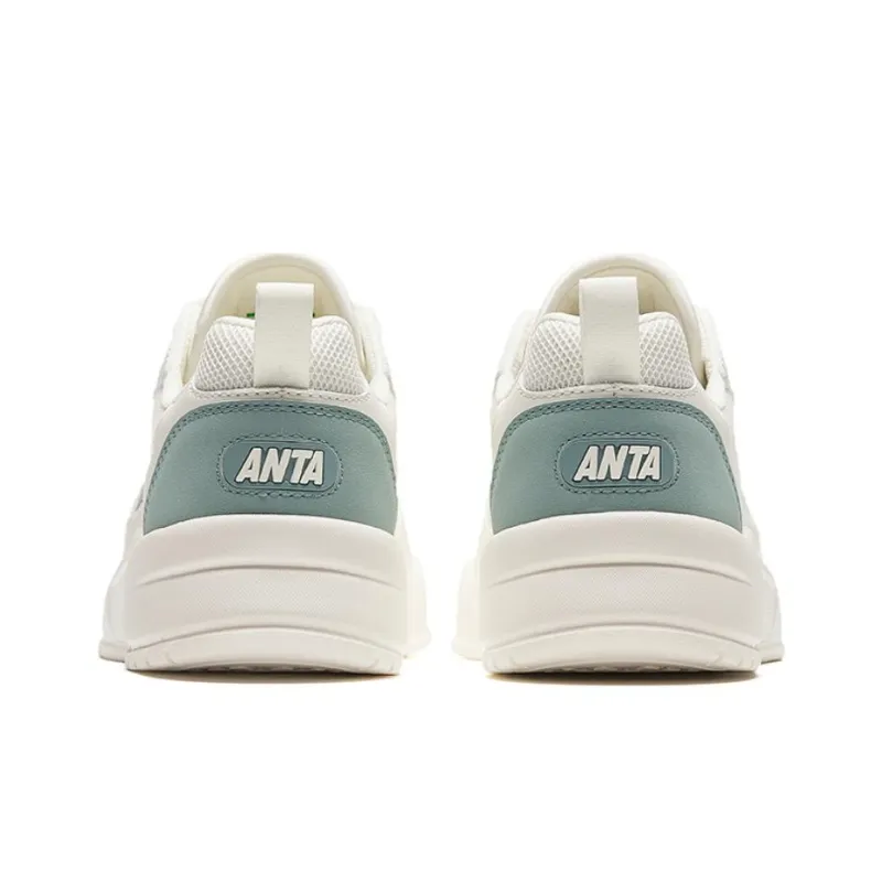 Anta Glue Elastic Height Increasing Lightweight Breathable Low Top Skateboard Shoes Women's White Green-3