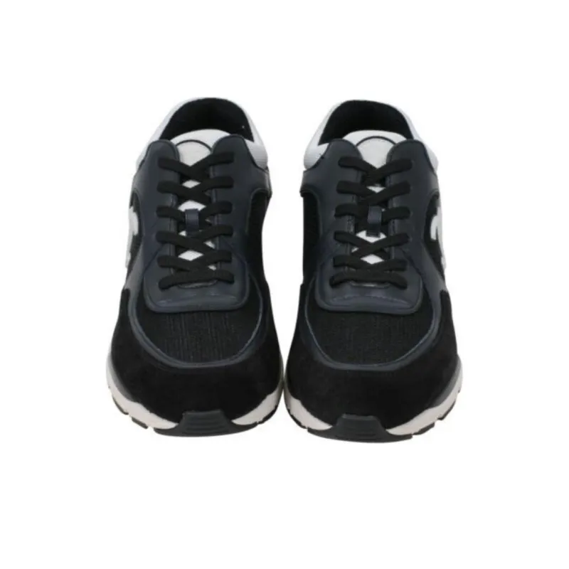 CHANEL Slip Resistant Breathable Low Top Casual Shoes Men's Black White-3
