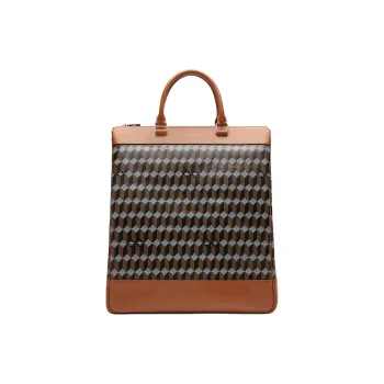 AU DEPART Coated Canvas Shoulder Bag Crossbody Bag Handbag Large Size Women's Connyk Brandy