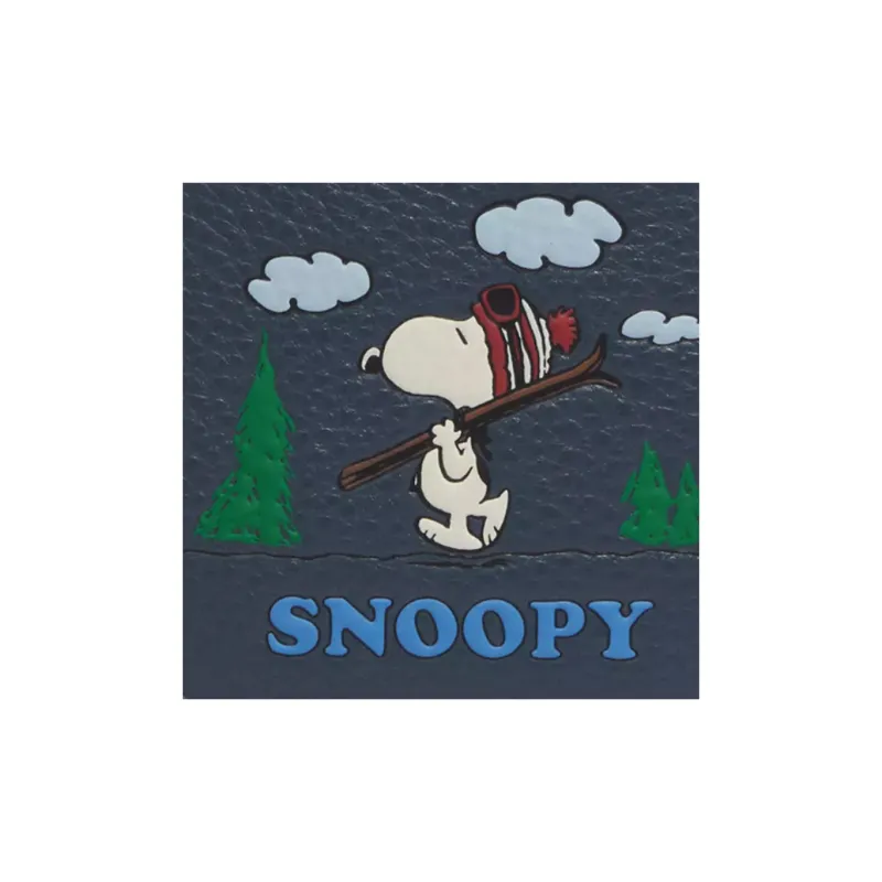 COACH SNOOPY X Peanuts Collaboration Refined Pebble Leather Coin Box Coin Purse Women's Blue-3