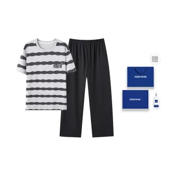 Floating Light Islands Pajama Set Men's Gray White