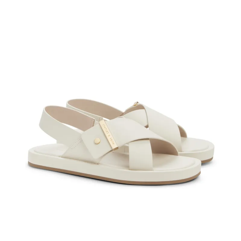 CHARLES&KEITH Small Ck One Strap Sandals 2cm Women's Chalk White/Black-1