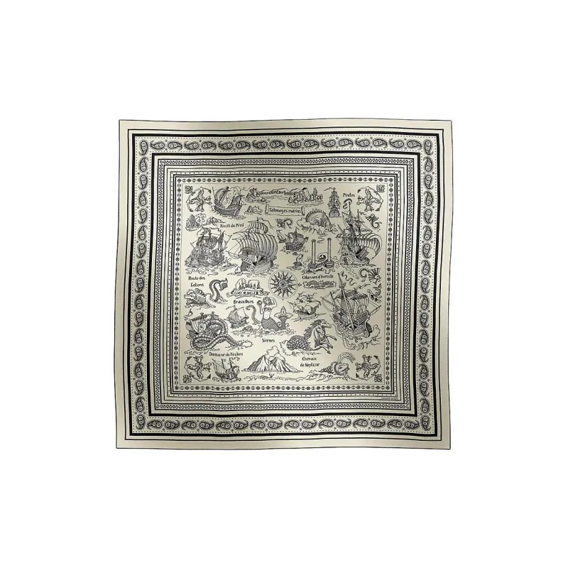 HERMES Silk Scarves Unisex White-0