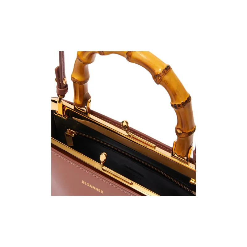 JIL SANDER Calfskin Shoulder Bag, Crossbody Bag, Handbag Mini Women's Cherry Wood Color-3