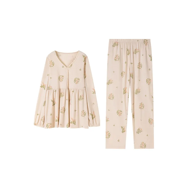 Top Melon Pajama Set Women's Colored Cotton Mist-0