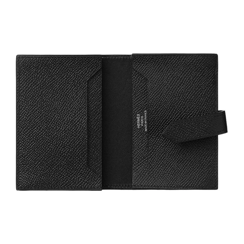 HERMES Bearn Epsom Calfskin Card Holder Unisex Black-1