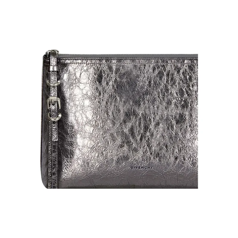 GIVENCHY Voyou Layered Lambskin Clutch Women's Silver Gray-3