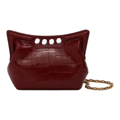 Alexander McQueen Peak Vegan Material Portable Crossbody Bag Shoulder Bag Women's Deep Red