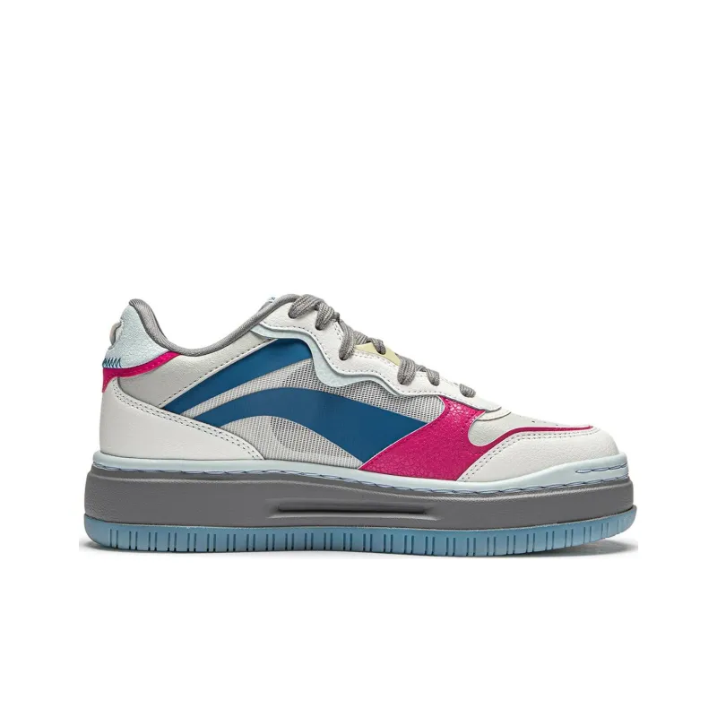 LiNing Future C1 Cushioning Anti Slip And Wear Resistant Support Low Top Casual Shoes Women's White Gray Pink-1