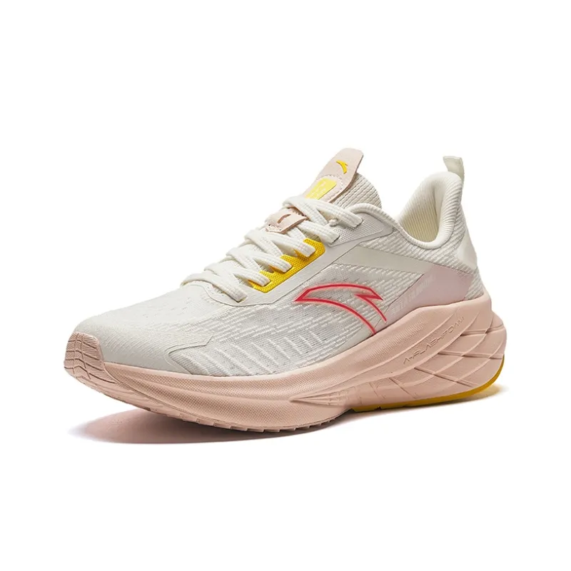 Anta Cushioning Anti Slip And Wear Resistant Low Top Running Shoes Women's White Pink-1