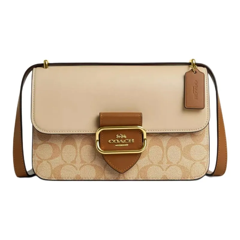 COACH Morgan Cow Leather Shoulder Bag Crossbody Bag Medium Size Women's Light Khaki-0