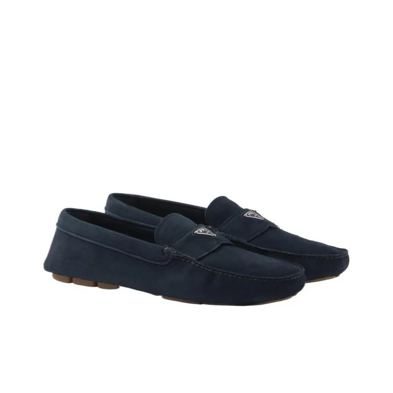 PRADA Triangle-logo Suede Loafers-2
