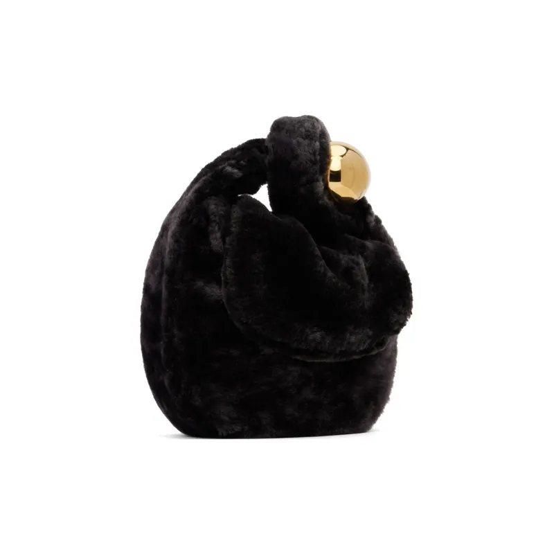 JIL SANDER Sheared Wool Clutch Small Size Women's Black-1