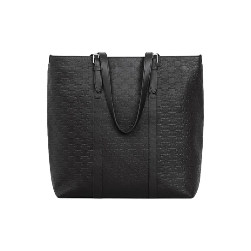 CELINE Calfskin Tote Bag, Shopping Bag, Handbag Men's Black-2