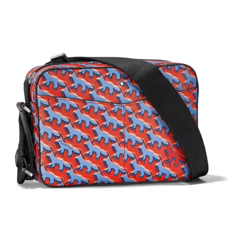 MONTBLANC MAISON KITSUNE Collaboration Leather Messenger Bag Shoulder Bag Crossbody Bag Men's Orange-0