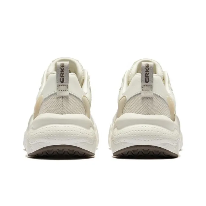 Erke Wu Yan 3.0 Cushioning Wear Resistant Low Top Chunky Sneakers Men's Microcrystal White Wild Gray-3