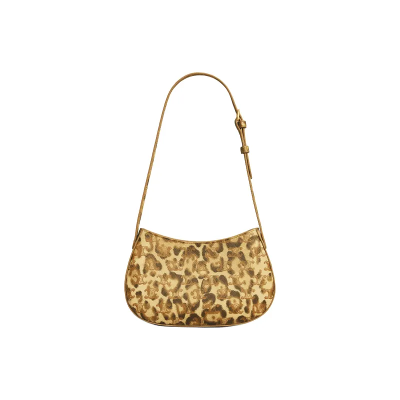 CELINE Triomphe Canvas Handbag, Shoulder Bag Women's Leopard Print-2
