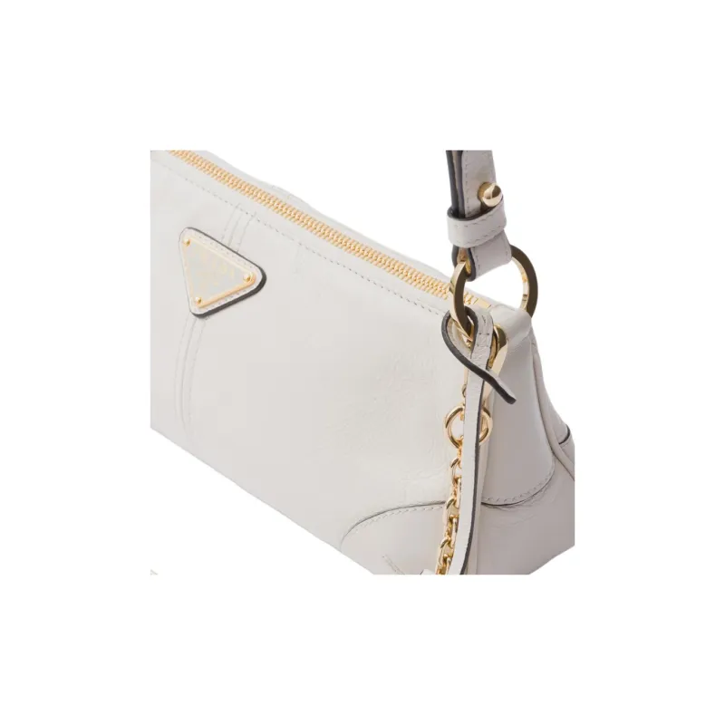 PRADA Re Edition Leather Crossbody Bag Shoulder Bag Women's White-5