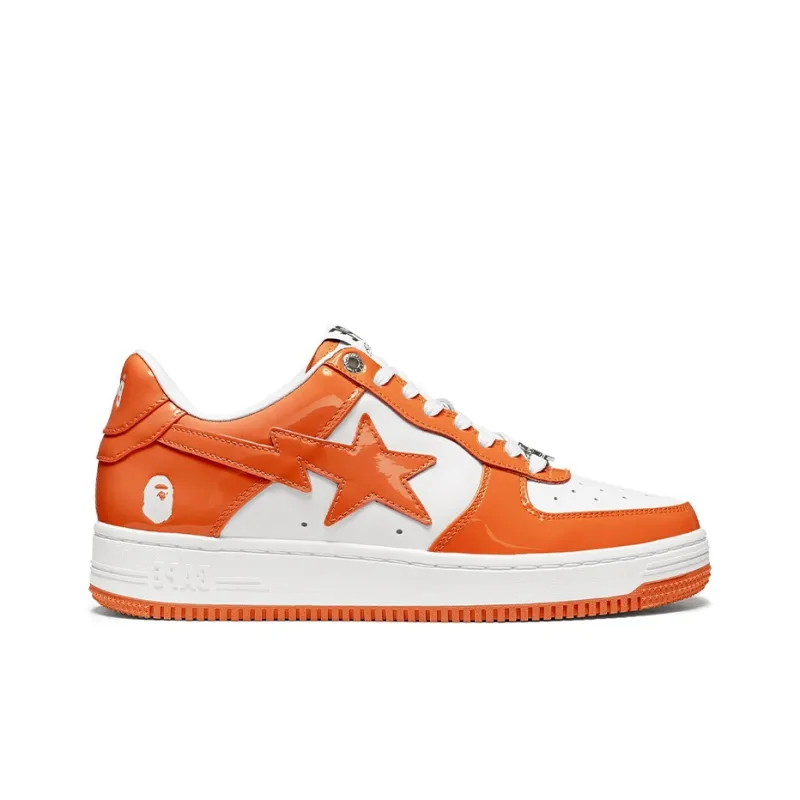 A BATHING APE Stylish Skateboarding Shoes Women's Orange White-1