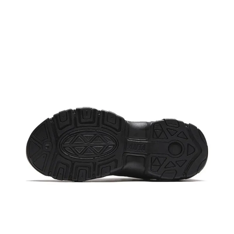 Anta Meteorite Anti Slip Wear Resistant Low Top Chunky Sneakers Women's Black-4