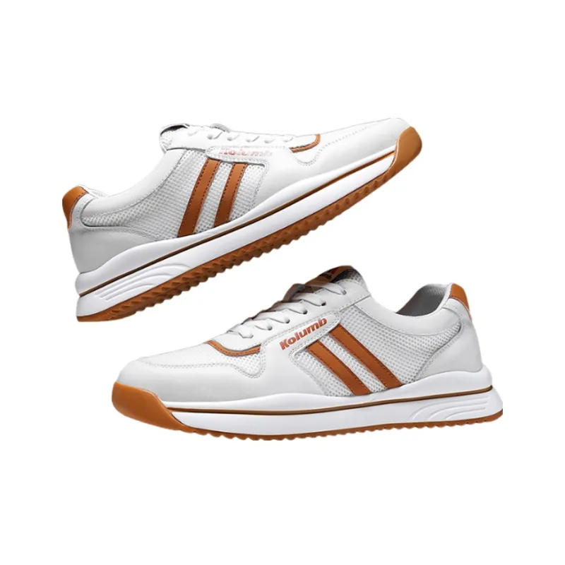 KOLUMB Wear resistant And Lightweight Low Top Casual Shoes Men's White Yellow-3