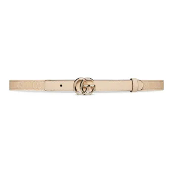 GUCCI Letter Logo Belt With Smooth Buckle Women's Beige Width: 2CM