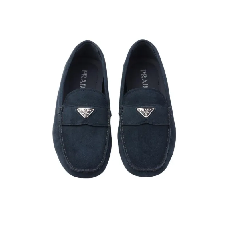 PRADA Triangle-logo Suede Loafers-3
