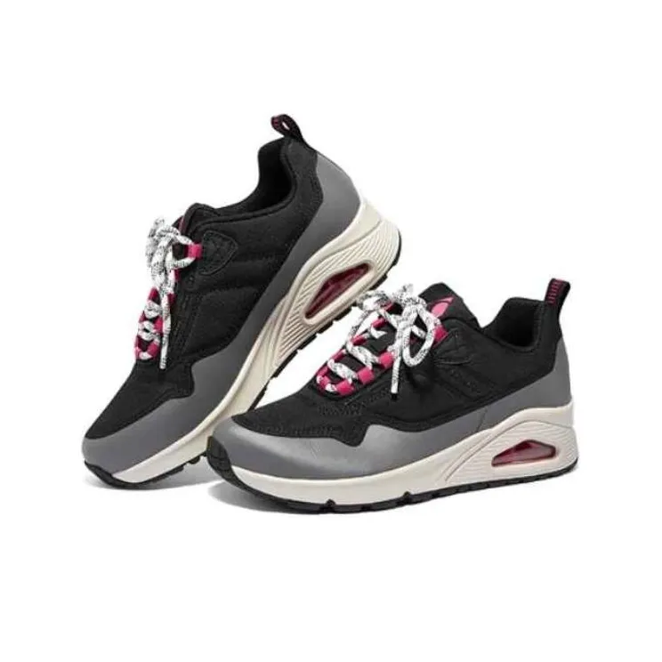 Skechers Street Slip Resistant Low Top Casual Shoes Women's Black Gray-3