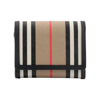 Burberry Canvas With Leather Wallet Women's Beige & Brown Black