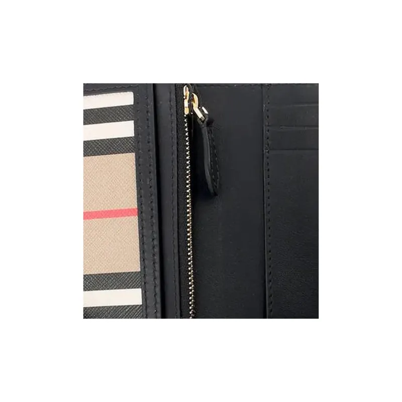 Burberry Canvas With Leather Wallet Women's Beige & Brown Black-7