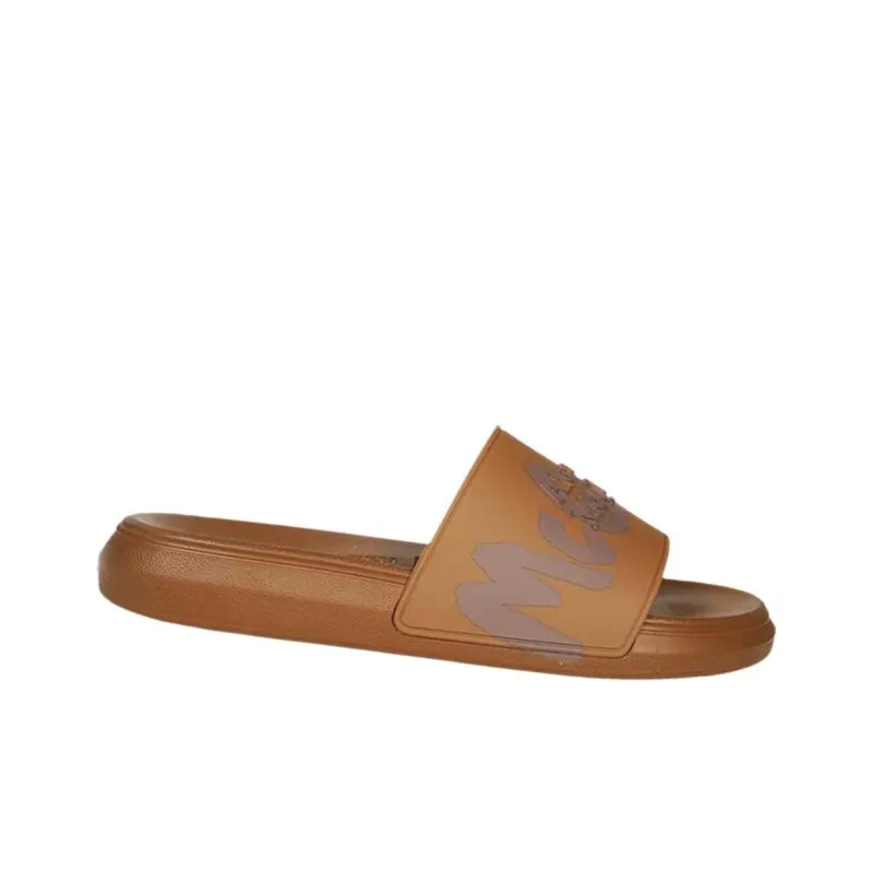 Alexander McQueen Pool Slide Graffiti Logo Brown-1