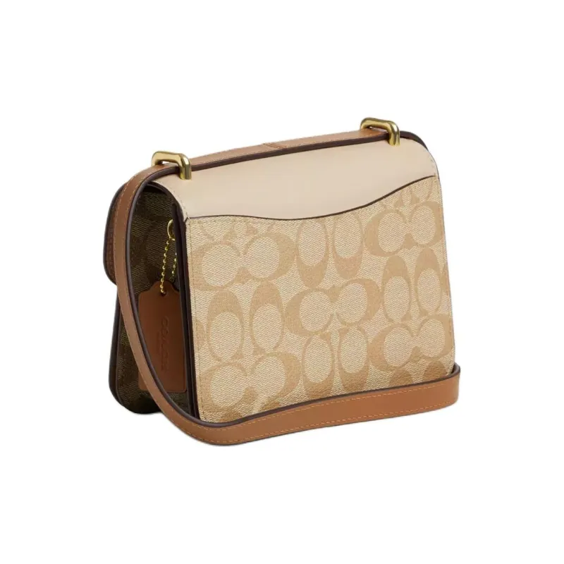 COACH MorganSquare Coated Canvas Shoulder Bag Crossbody Bag Small Size Women's Light Khaki & Khaki-1