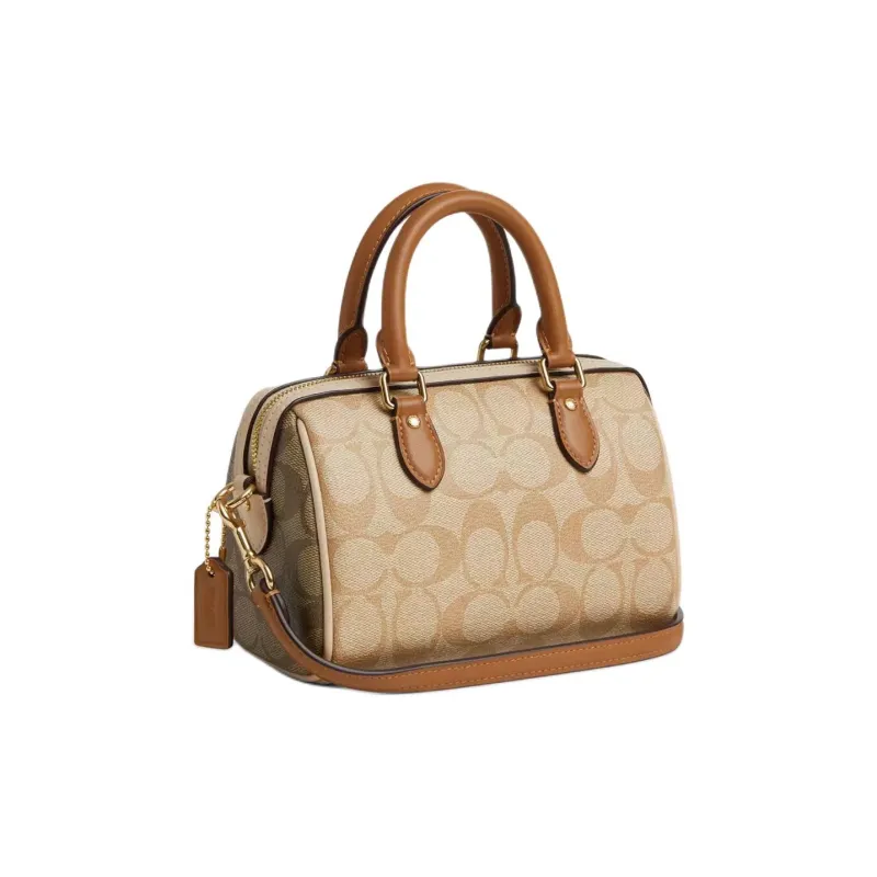 COACH Rowan Coated Canvas Shoulder Bag Crossbody Bag Handbag Small Size Women's Light Khaki-1