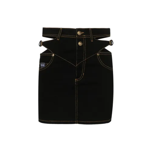 VERSACE JEANS COUTURE Denim Short Skirts Women's Black