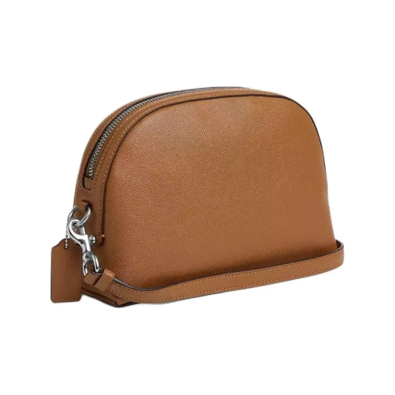 COACH Leather Shoulder Bag, Crossbody Bag Medium Size Women's Silver & Light-1