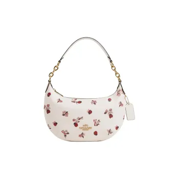 COACH Payton Coated Canvas Shoulder Bag Handbag Women's Gold & Chalk Multicolor