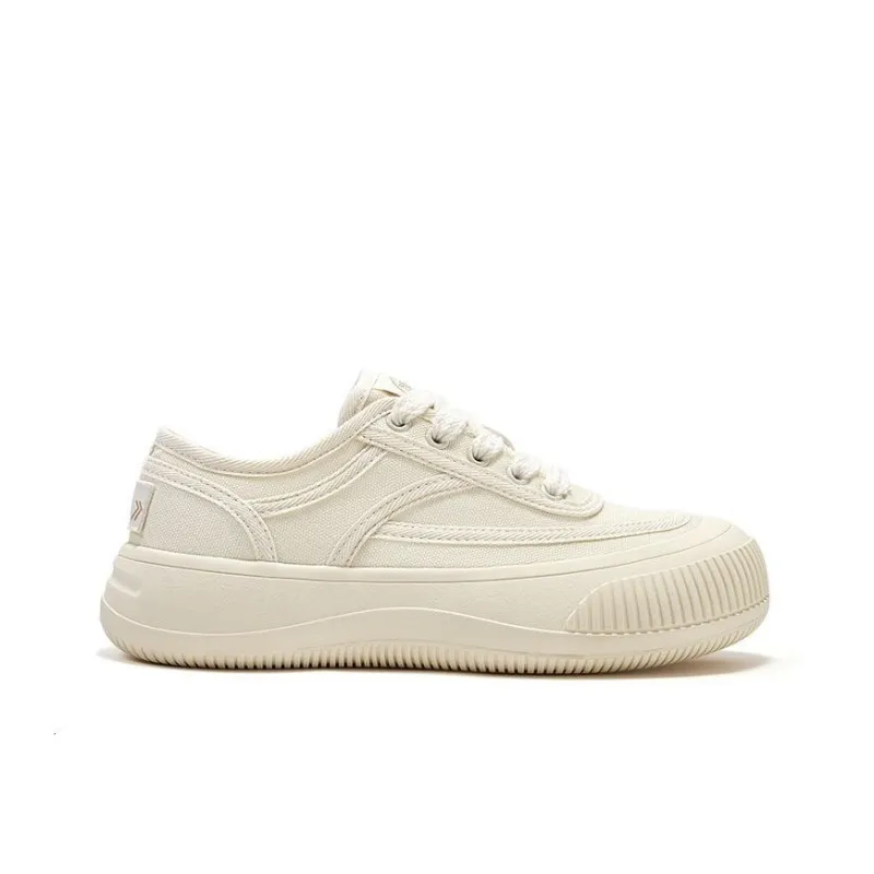 Feiyue Low-Top Platform Cookie Shoes Canvas Shoes Women's Beige-1