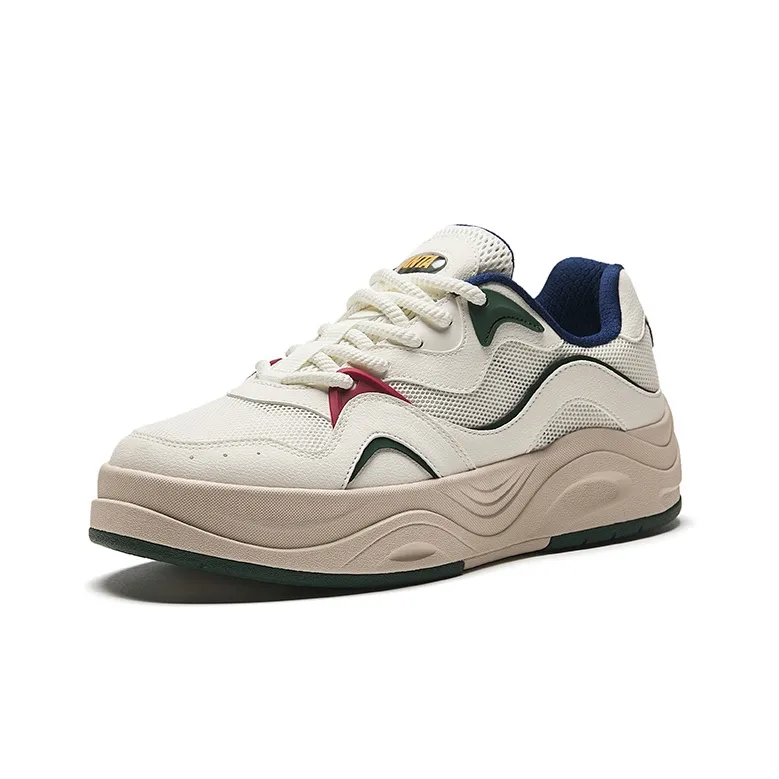 Anta Seaweed Height Increasing Lightweight Low Top Skateboard Shoes Men's Beige White Green-1