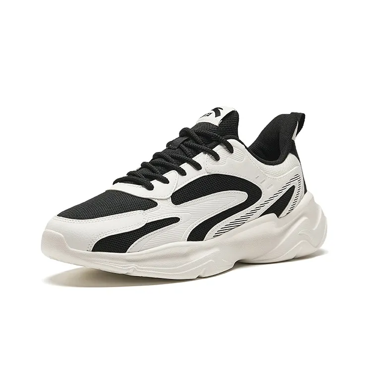Anta Irregular Shape Cushioned Slip Resistant Low Top Casual Shoes Men's Black White-1