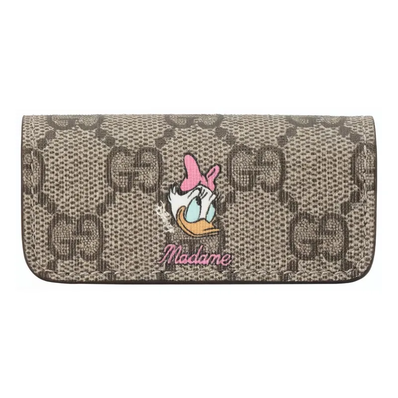 GUCCI Canvas With Leather Lipstick Case Clutch Women's Ebony Pink-2